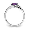 Lex & Lu Sterling Silver w/Rhodium Diamond & Amethyst Square Ring LAL44352- 2 - Lex & Lu