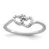 Lex & Lu Sterling Silver w/Rhodium Diamond Double Heart Promise Ring - Lex & Lu