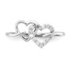 Lex & Lu Sterling Silver Diamond Double Heart Ring LAL44454- 5 - Lex & Lu