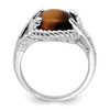 Lex & Lu Sterling Silver Tiger's Eye and Diamond Ring- 2 - Lex & Lu