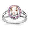 Lex & Lu Sterling Silver Morganite & Pink Sapphire Oval Ring - Lex & Lu