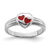 Lex & Lu Sterling Silver RH Plated Red Enameled Heart Ring - Lex & Lu