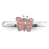 Lex & Lu Sterling Silver RH Plated Pink Enameled Butterfly Ring- 5 - Lex & Lu