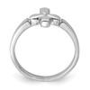 Lex & Lu Sterling Silver RH Plated Polished Cross Ring- 2 - Lex & Lu