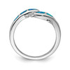 Lex & Lu Sterling Silver Created Blue Opal Dolphins Ring- 2 - Lex & Lu