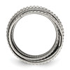 Lex & Lu Sterling Silver Oxidized Polished Textured Spring Ring- 2 - Lex & Lu