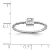 Lex & Lu Sterling Silver Polished & Textured CZ Square Ring- 4 - Lex & Lu