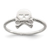 Lex & Lu Sterling Silver Polished & Textured Skull & Crossbones Ring - Lex & Lu