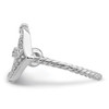 Lex & Lu Sterling Silver Polished & Textured CZ Anchor Ring- 3 - Lex & Lu