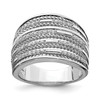 Lex & Lu Sterling Silver CZ Rope Multi Row Ring - Lex & Lu