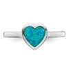 Lex & Lu Sterling Silver Polished Heart Synthetic Opal Ring- 5 - Lex & Lu