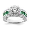 Lex & Lu Sterling Silver CZ and LabCreated Emerald Ring - Lex & Lu