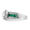 Lex & Lu Sterling Silver CZ and LabCreated Emerald Ring- 3 - Lex & Lu