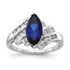 Lex & Lu Sterling Silver Synthetic Blue Sapphire & CZ Marquise Ring - Lex & Lu