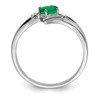 Lex & Lu Sterling Silver Emerald and Diamond Ring- 2 - Lex & Lu