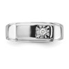 Lex & Lu Sterling Silver Men's Polished Diamond Ring- 5 - Lex & Lu