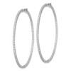 Lex & Lu Sterling Silver w/Rhodium CZ 194 Stones In & Out Hoop Earrings - 2 - Lex & Lu