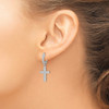 Lex & Lu Sterling Silver w/Rhodium CZ Hinged Hoop Dangle Cross Earrings - 3 - Lex & Lu