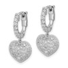 Lex & Lu Sterling Silver w/Rhodium CZ Hinged Hoop Dangle Heart Earrings - 2 - Lex & Lu