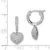 Lex & Lu Sterling Silver w/Rhodium CZ Hinged Hoop Dangle Heart Earrings - 4 - Lex & Lu