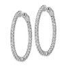 Lex & Lu Sterling Silver CZ 66 Stones In & Out Oval Hoop Earrings - 2 - Lex & Lu