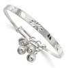 Lex & Lu Sterling Silver D/C & Textured Bell Adjustable Bangle 6'' - Lex & Lu