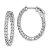 Lex & Lu Sterling Silver w/Rhodium CZ Hinged Oval Hoop Earrings LAL45255 - Lex & Lu