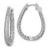 Lex & Lu Sterling Silver w/Rhodium CZ Teardrop Hinged Hoop Earrings LAL45381 - Lex & Lu