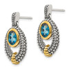 Lex & Lu Sterling Silver w/Gold Flash-plating London Blue Topaz Dangle Earrings - 2 - Lex & Lu