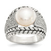 Lex & Lu Sterling Silver FW Cultured Pearl & Diamond Ring - Lex & Lu