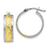 Lex & Lu 10k White Gold w/Yellow Rhodium Polished and D/C Earrings - Lex & Lu