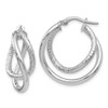 Lex & Lu 10k White Gold Polished and Textured Fancy Hoop Earrings - Lex & Lu