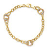 Lex & Lu 10k Tri-color Gold Polished and Textured Fancy Link Bracelet - 5 - Lex & Lu