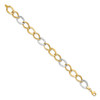 Lex & Lu 10k Two-tone Gold Polished and Textured Link Bracelet LAL45752 - 2 - Lex & Lu