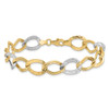 Lex & Lu 10k Two-tone Gold Polished and Textured Link Bracelet LAL45752 - 3 - Lex & Lu
