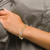 Lex & Lu 10k Two-tone Gold Polished and Textured Link Bracelet LAL45752 - 6 - Lex & Lu