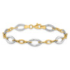 Lex & Lu 10k Two-tone Gold Polished and Textured Link Bracelet LAL45757 - 3 - Lex & Lu