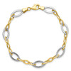 Lex & Lu 10k Two-tone Gold Polished and Textured Link Bracelet LAL45757 - 5 - Lex & Lu