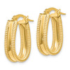 Lex & Lu 14k Yellow Gold Polished Textured Oval Hoop Earrings LALLE1083 - 2 - Lex & Lu