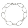 Lex & Lu Sterling Silver Polished and Textured Oval Link Bracelet 7.5'' - 4 - Lex & Lu