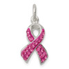 Lex & Lu Sterling Silver Stellux Crystal Pink Awareness Ribbon Pendant - Lex & Lu
