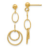 Lex & Lu 14k Yellow Gold & Textured Post Dangle Earrings LAL46564 - Lex & Lu