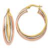 Lex & Lu 14k Tri-color Gold Polished Twisted Hoop Earrings - Lex & Lu