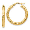 Lex & Lu 14k Yellow Gold ForeverLite & Textured Hoop Earrings LAL46655 - Lex & Lu