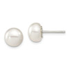 Lex & Lu Sterling Silver White FW Cultured Pearl 9-10mm Button Earrings - Lex & Lu