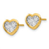 Lex & Lu 14k Gold w/White Rhodium Polished & D/C Heart Post Earrings - 2 - Lex & Lu