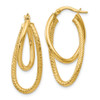 Lex & Lu 14k Yellow Gold & Textured Hinged Hoop Earrings LAL46825 - Lex & Lu
