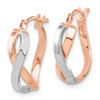 Lex & Lu 14k Rose Gold Two-tone Polished Hinged Hoop Earrings - 2 - Lex & Lu