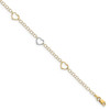 Lex & Lu 14k Two-tone Gold Polished Heart with 1in ext. Anklet LF645-9 - Lex & Lu