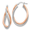 Lex & Lu Sterling Silver Rose-tone Textured Hoop Earrings - Lex & Lu